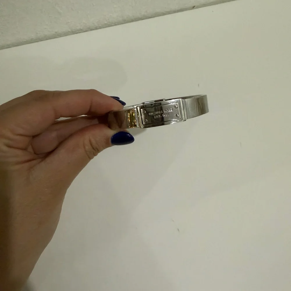 Michael Kors Stainless Steel Bracelet Bangle – Silver Tone – Logo Plated
